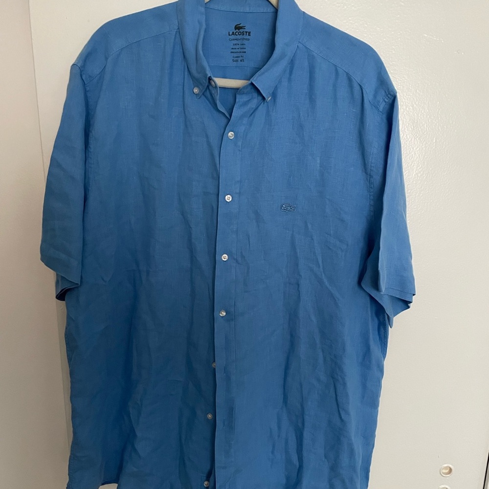 Lacoste linen shirt size 45 mens
